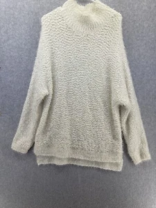 Trouve Women's Sweater Dress Solid White Long sleeve Size Medium Large Mock Neck - Picture 1 of 10