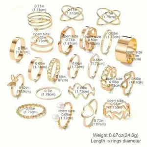 22 pcs of Womens ring set butterfly pattern hollow adjustable opening, suitable - Picture 1 of 7
