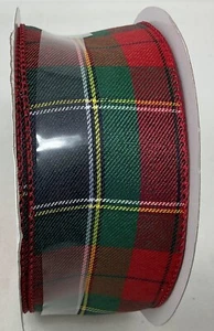 JUMBO Red & Green Tartan Plaid Wired Ribbon 2.5" x 80' - Picture 1 of 3