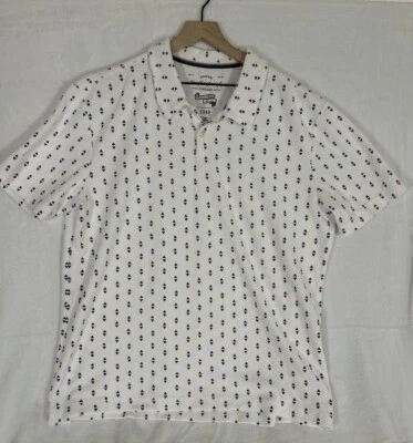 Weatherproof Men’s Polo Shirt XXL White Red Blue Triangle Print Cotton Blend - Image 1 of 4