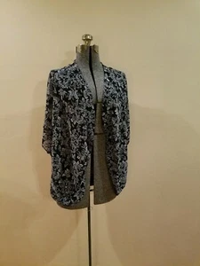 Maternidad, azul floral, cárdigan abierto, poliéster, peso ligero, fluido, XL - Imagen 1 de 5