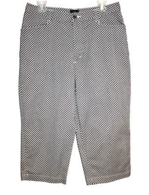 Lee Women's Black & White Checked Flat Front Crop Capri Pants Stretch Size 14 - Image 1 of 2