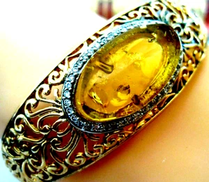 ARTISAN GOLD OVER STERLING SILVER GENUINE BALTIC AMBER BRACELET 24g MARKBOX - Picture 1 of 4