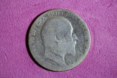 Moeda de prata 1910 Grã-Bretanha 6 pence #M20907 - Imagem 1 de 2