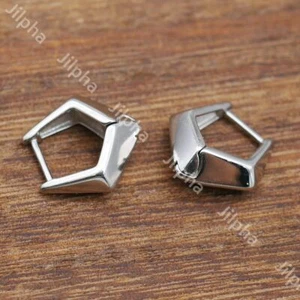 Sterling Silver Geometric Hoop Huggie Hinged Earrings for Men Women A4570 - Picture 1 of 8