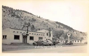 Idaho Springs CO Texaco Gas Station Old Cars Real Photo Postcard - Picture 1 of 1