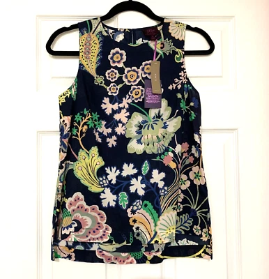 Regata J Crew Liberty of London Symphony floral algodão 0 XS azul marinho botânica nova com etiquetas - Imagem 1 de 4