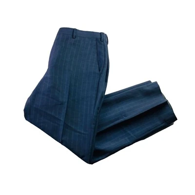 Pantalones de vestir Brooks Brothers 1818 para hombre Regent frente plano azul marino a rayas • 42x36 Foto 1 de 4