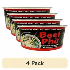 (4 pack) Pholicious instant beef pho, Vietnamese rice noodle soup3.6 ounce bowls - Picture 1 of 6