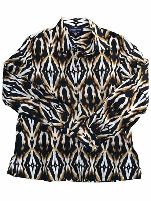 Jones New York ANIMAL Print Button Down Cotton Blouse Women’s MEDIUM FABULOUS - Image 1 of 4