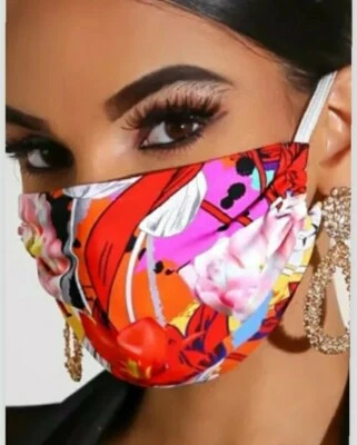3 Adult Cotton Exotic Floral Facemask - Image 1 of 4