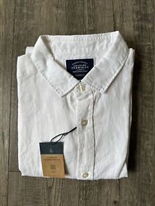 Charles Tyrwhitt Men's Classic Fit Button-Up Pure Linen Shirt White Large NWT