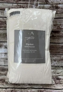 New Cozelle Blanket Queen/Full 90"x90" Ivory 100% Polyester Super Soft - Picture 1 of 3