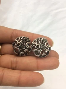 Stunning artisan studio Vtg Modernist sterling Silver 925 Clip On earrings - Picture 1 of 5