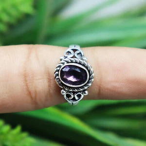 Purple Amethyst Ring, 925 Silver Ring, Gemstone Ring, Handmade Ring, Women Ring, - Picture 1 of 3