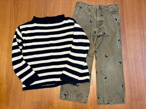 Boys size 5 Crewcuts Gap kids Outfit Cotton Sweater Classic Car Khaki Pants - Picture 1 of 19