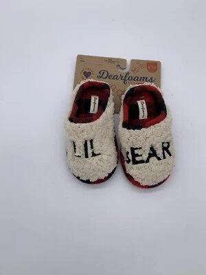 全新 Dearfoams Lil Bear Sherpa Clog 拖鞋 尺码 9-10 儿童 幼儿 卧室鞋 — 第 1/3 张图片