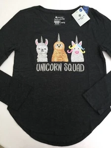 Members Mark Girls Unicorn Top Sequins Back to School T-Shirt Long Sleeves NEW - Picture 1 of 9