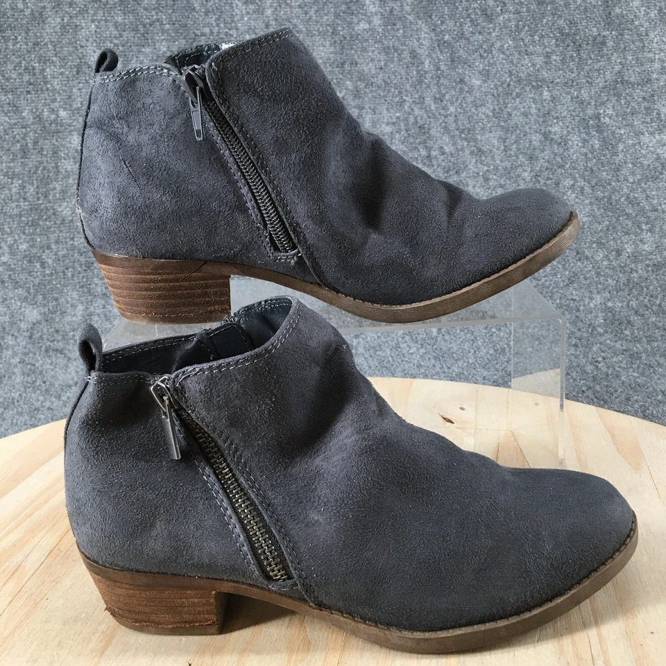 Carlos Boots Womens 6.5 M Brianne Ankle Booties Heels Side Zipper Blue Fabric - Image 1 of 4