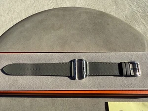 Bracelet Hermès Apple Watch Gris Meyer H diagonale simple tour, 45 mm MPKU3AM/A Grand - Photo 1 sur 14