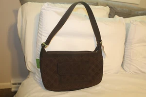 Vera Bradley Marrón Acolchado Microfibra Bolso de Hombro Cartera Interior Floral - Imagen 1 de 10