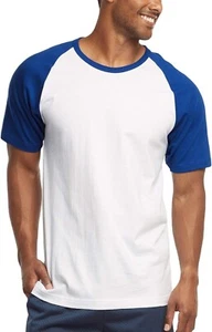 Cottonbell Men's Short Sleeve Baseball Tee Shirt (M / RB/WHT) - Picture 1 of 4