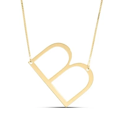 Sideway Large Leaning Letter Initial Sterling Silver 925 Custom Necklace Gift - Image 1 of 4