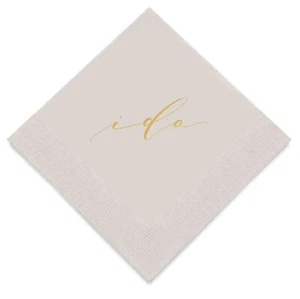 Weddingstar 3-Ply Gold Foil Cocktail Napkins Grey - I Do - Picture 1 of 3