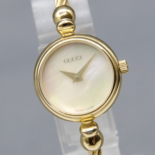 [Quasi MINT ] Orologio Donna Vintage GUCCI 2700.2.L 20mm Shell Oro Bianco Bracciale QZ