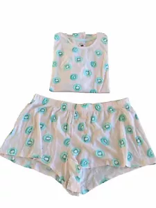 F&F 2-teiliges Shortie Pyjama Set Rosa Mix 100% Baumwolle UK 20-22 PORTOFREI - Bild 1 von 5