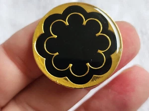Haute couture bouton vintage collection en métal émaillé noir 3,1 cm ref 5975 - Picture 1 of 2