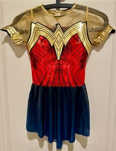 DC Comics Wonder Woman Costume Child Sz 4-6 Dress Gauntlet Tiara Belt Boot Cover - Picture 1 of 14