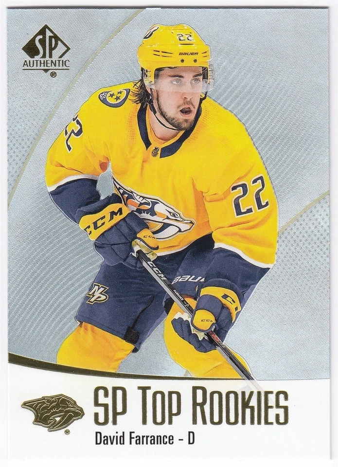 2021-22 Upper Deck SP Authentic Top Rookies DAVID FARRANCE TR-47 Predators UD RC - Image 1 of 1