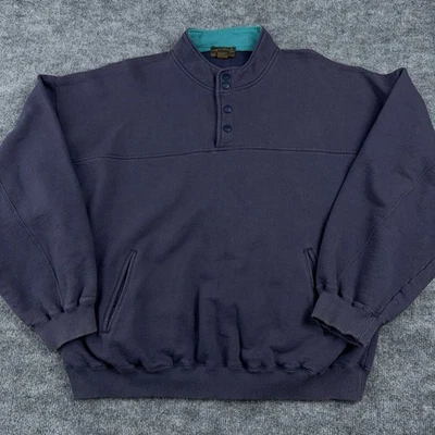 Sudadera De Colección Años 90 Para Hombre Eddie Bauer Snap Henley Azul Desteñido L De Gran Tamaño Foto 1 de 4