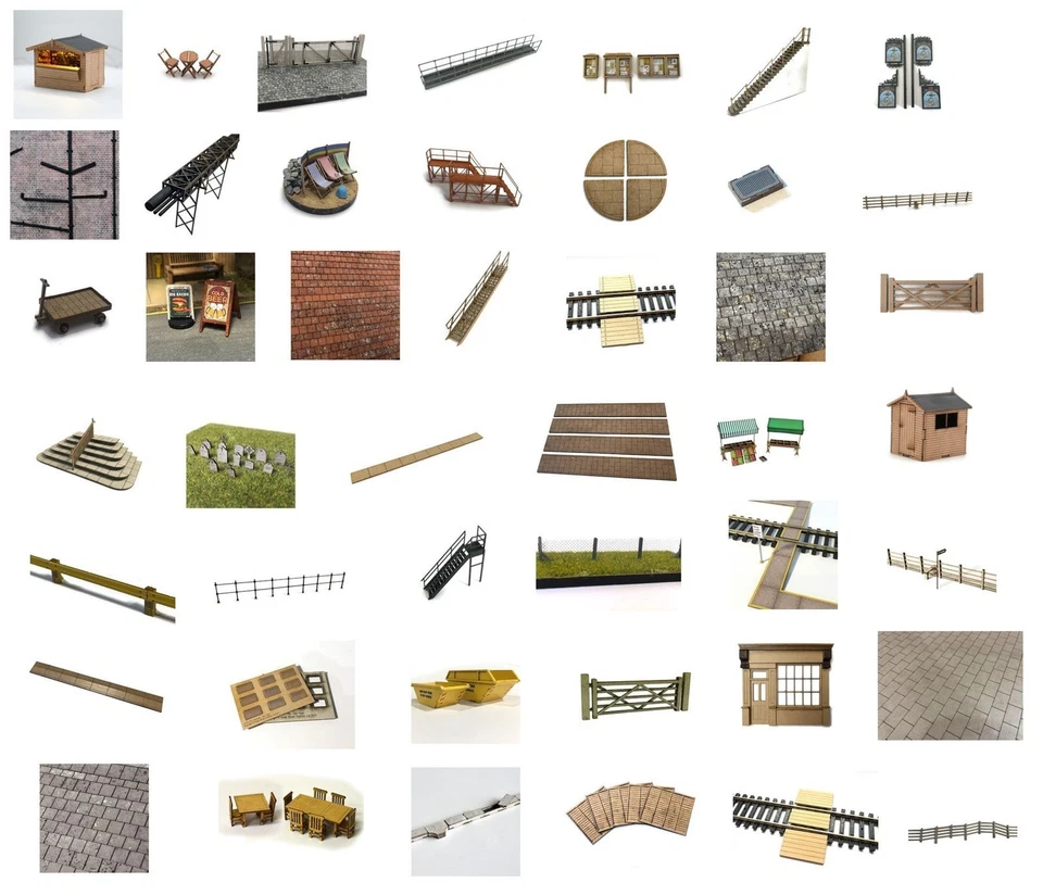 OO/HO Laser cut kits of gates, fences, roof slates & shed Scale Model Scenery - Image 1 of 1
