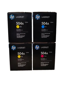 4x ORIGINAL HP 504A TONER - CE251A CE252A CE253A - LASERJET CP3525, CM3530 - Bild 1 von 5