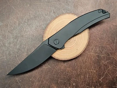 Shirogorov Knives Quantum Silhouette Black Cerakote Titanium Handle Cromax PM - Image 1 of 4