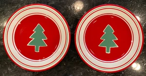 St. Nicholas Square/Candy Greetings/Pine Tree/Salad Plates/Set of 2/New - Picture 1 of 2