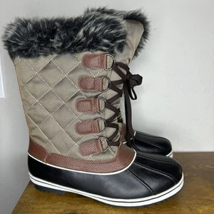 Damen 3M Winter halbhohe Stiefel Fell gefüttert wasserdicht Schneestiefel braun Größe 11 - Bild 1 von 7