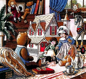 DIMENSIONS Gold Collection DOLL HOUSE TEA PARTY Counted Cross Stitch Kit RARE B - Picture 1 of 4