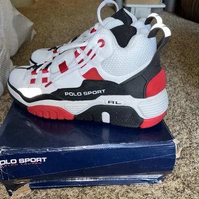 Polo Sport Ralph Lauren Men's White/Red/Black Colorblock PS100 High Top Shoe 13 - Image 1 of 4