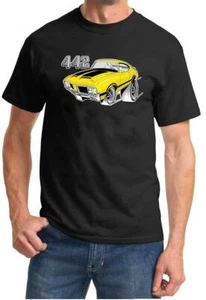 1970-72 Olds 442 Cutlass Yellow Hardtop Full Color Retro Tshirt NEW FREE SHIP - Picture 1 of 11