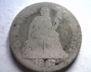 1887 SEATED LIBERTY DIME ABOUT GOOD / GOOD AG/G BOBS COINS FAST SHIPMENT - Bild 1 von 2