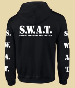 Zippered Hooded Sweat Shirt, Business, Professional, Police, S.W.A.T. Fleece - Picture 1 of 4