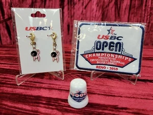 3x Nuevo USBC Congreso de Bolos de los Estados Unidos Parche Pendientes Dedal Reedición Tazón Deportivo - Imagen 1 de 6