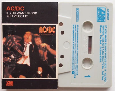 AC/DC - IF YOU WANT BLOOD (ATLANTIC K450532) 1978 UK CASSETTE UK 1st EDITION - Image 1 of 3