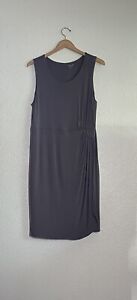 GARNET HILL Dress Jersey Knit Sleeveless Shift Ruched Stretch Taupe Size 14