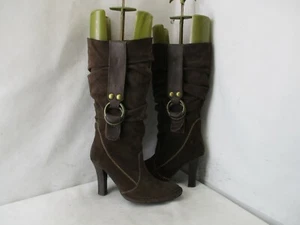 Steven by Steve Madden Impiria Brown Suede Leather High Heel Mid Calf Boots Sz 7 - Picture 1 of 9