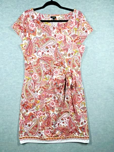Talbots Womens Paisley Dress Size L Stretch Side Tie Colorful Coastal Beach NWT - Picture 1 of 12