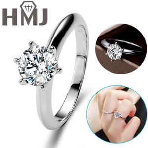 HMJ Real 3CT Moissanite Diamond Women's Wedding Engagement Ring GRA Certificated - Picture 1 of 25